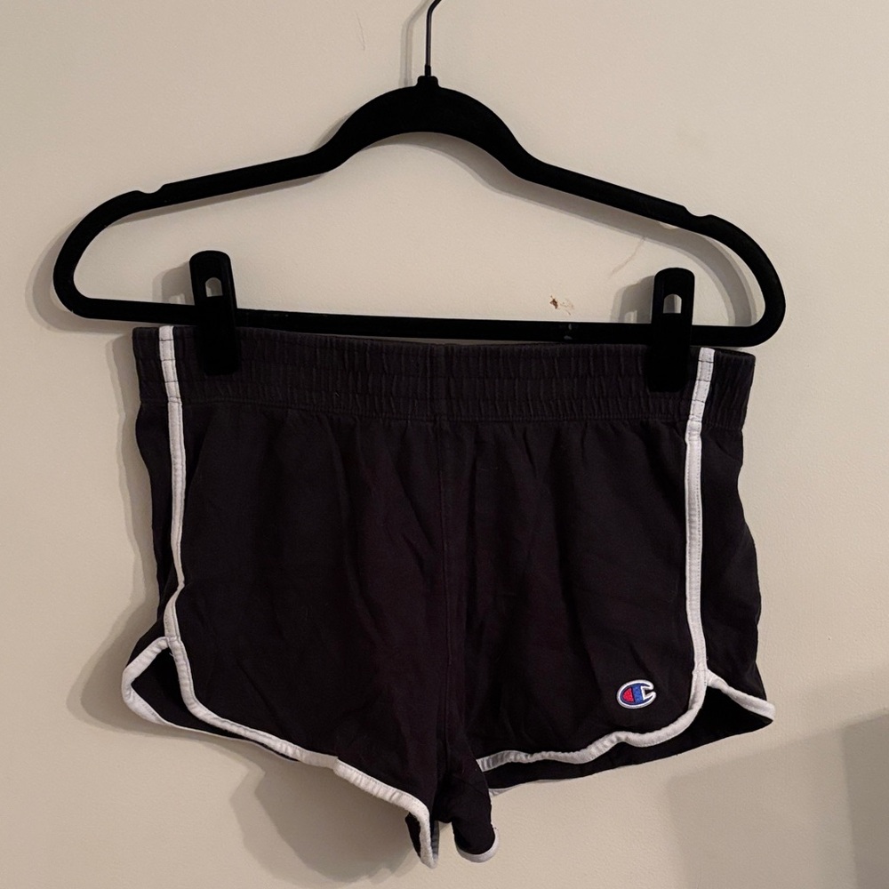 Champion Women's Black Athletic Shorts with White Trim
